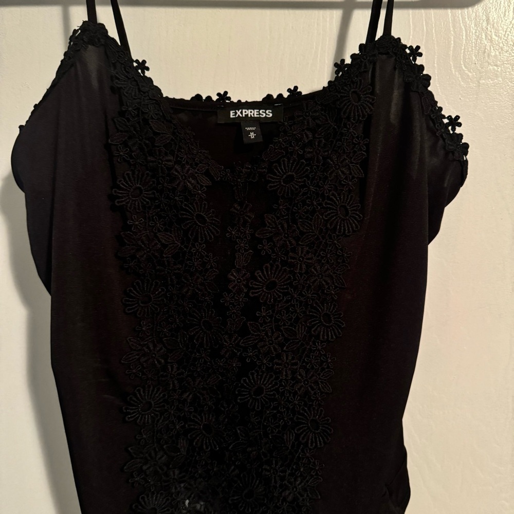 Express black floral lace body suit